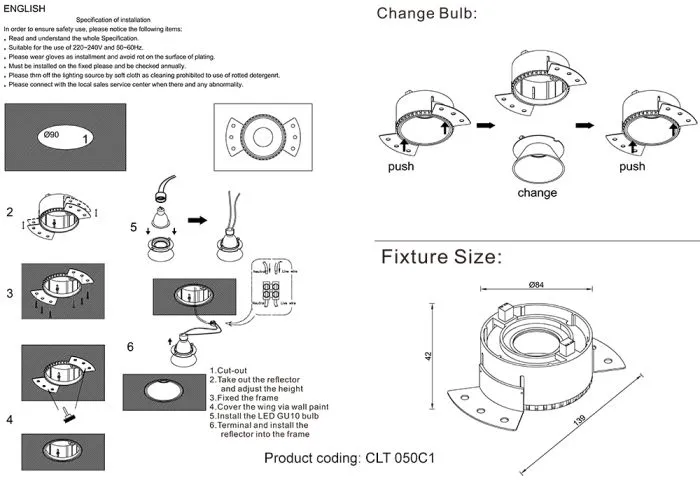 Светильник встраиваемый Crystal Lux CLT 050C1 BL-BL | Дом Декора