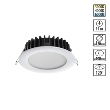 358952 NT Светильник 15Вт 3000/4000/6000К 220В IP20 SPOT